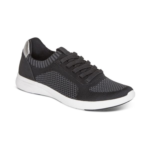 Aetrex Women's Teagan Arch Support Sneakers - Black | USA F8QZPVY